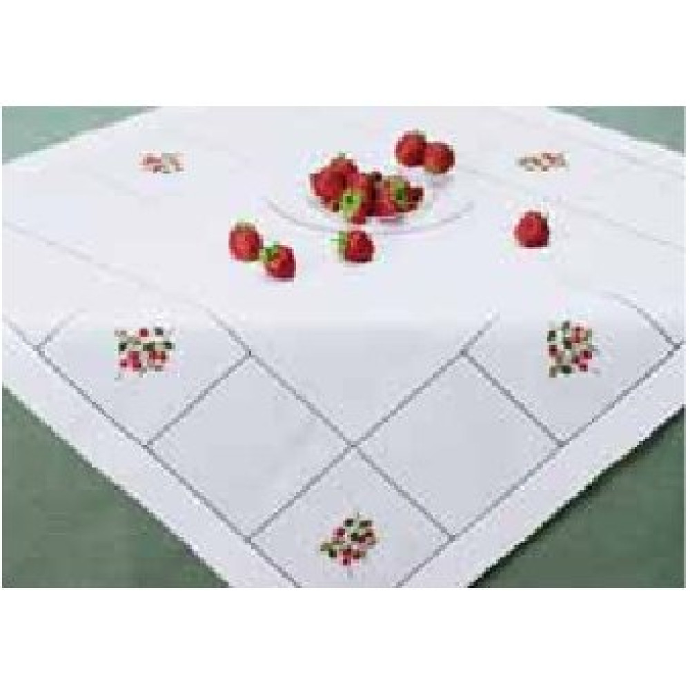 Tablecloth with Embroidered Strawberries